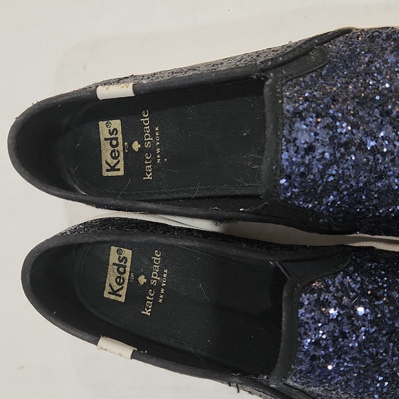 Keds x Kate Spade New York Double Decker Glitter Navy/Black Glitter Size 8 - Picture 5 of 6